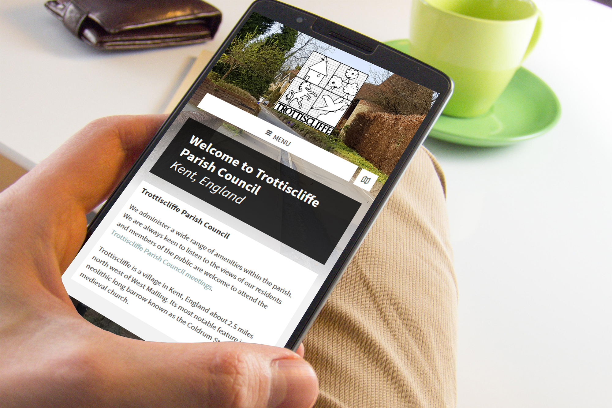 Trottiscliffe Parish Council website screenshot on a mobile